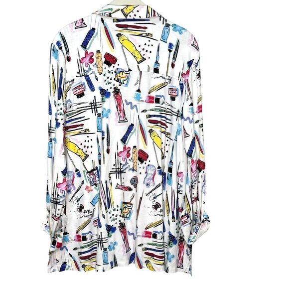 Ali Miles Button-Up Shirt Size Small Multi-Color Abstract Artsy Art Supplies - Picture 6 of 8